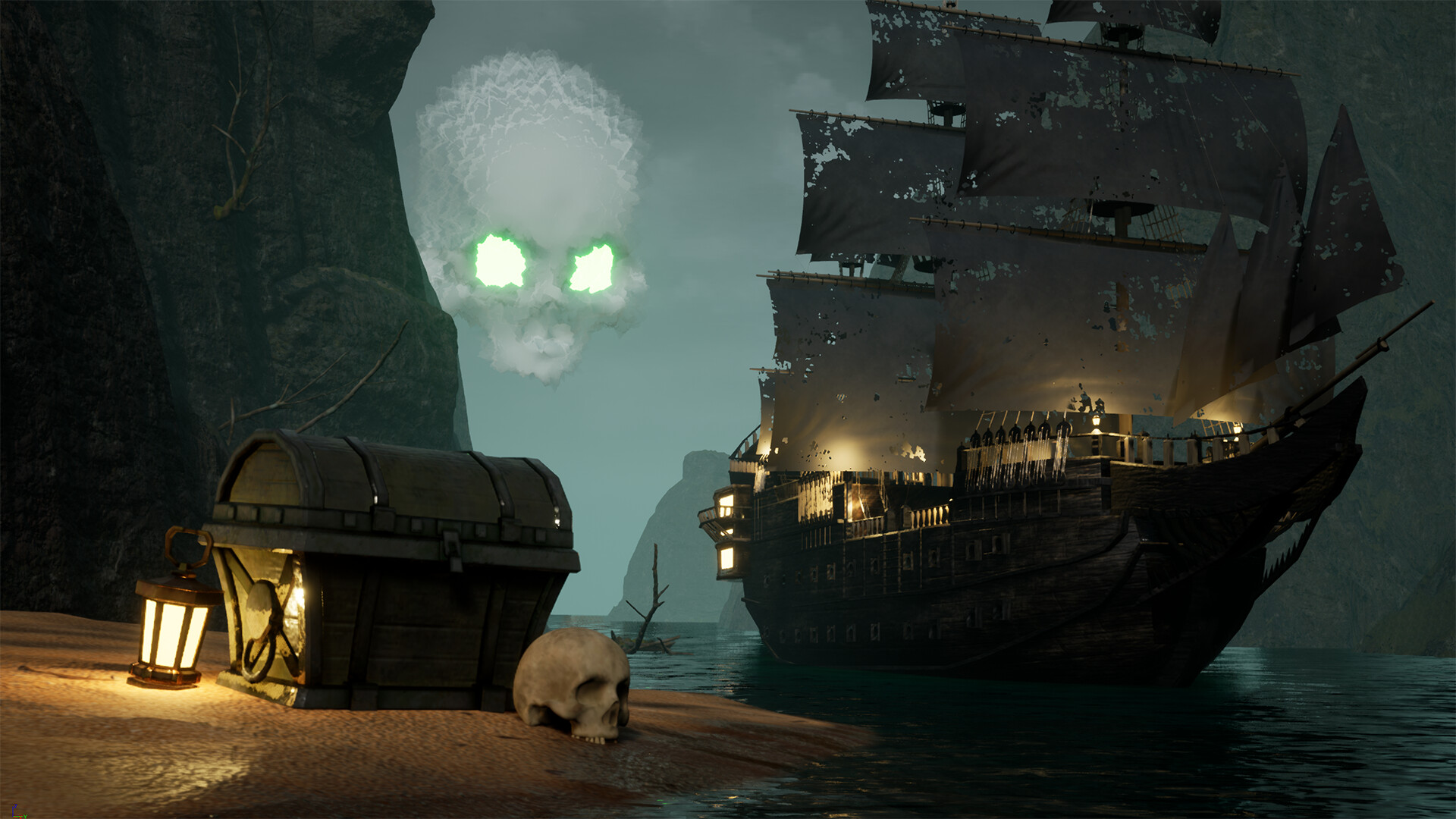 Dark Pirate Ship Background