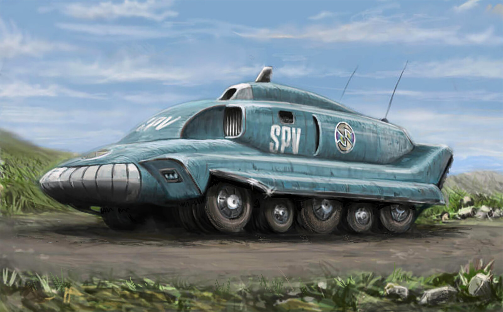 SPV
From 'Captain Scarlet and the Mysterons'. The principal vehicle used by Spectrum agents in their fight against the Mysterons. The Spectrum Pursuit Vehicle was designed by Derek Meddings