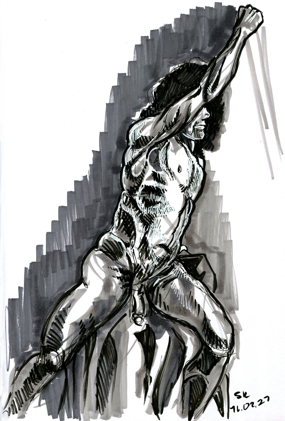 Ink brush, Copic Sketch, gel pen on paper.