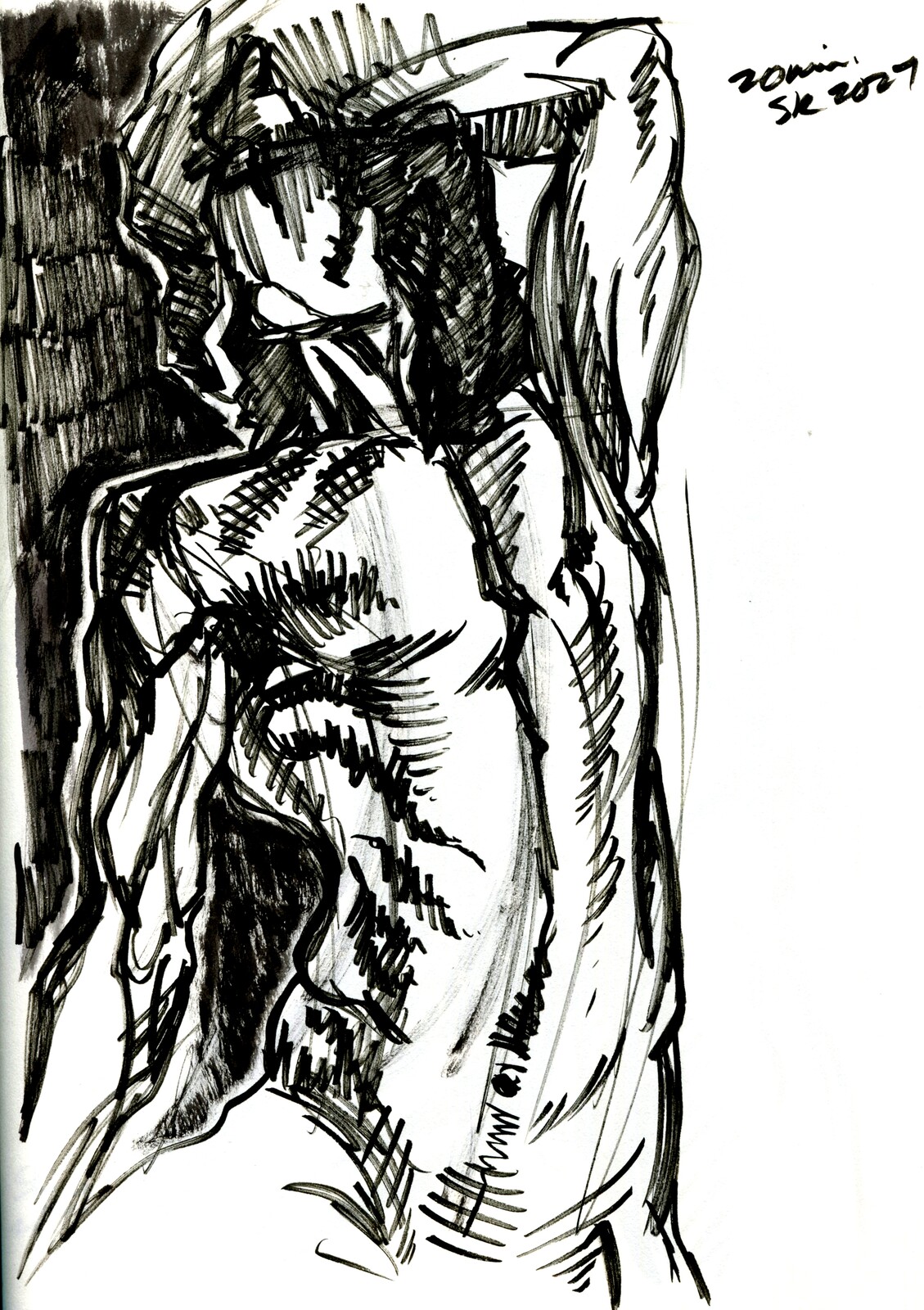 Brush pen on paper.