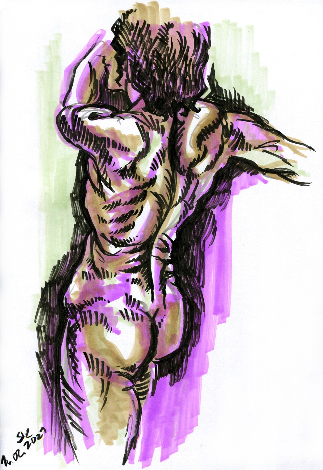 Copic Sketch and brush pen on paper.