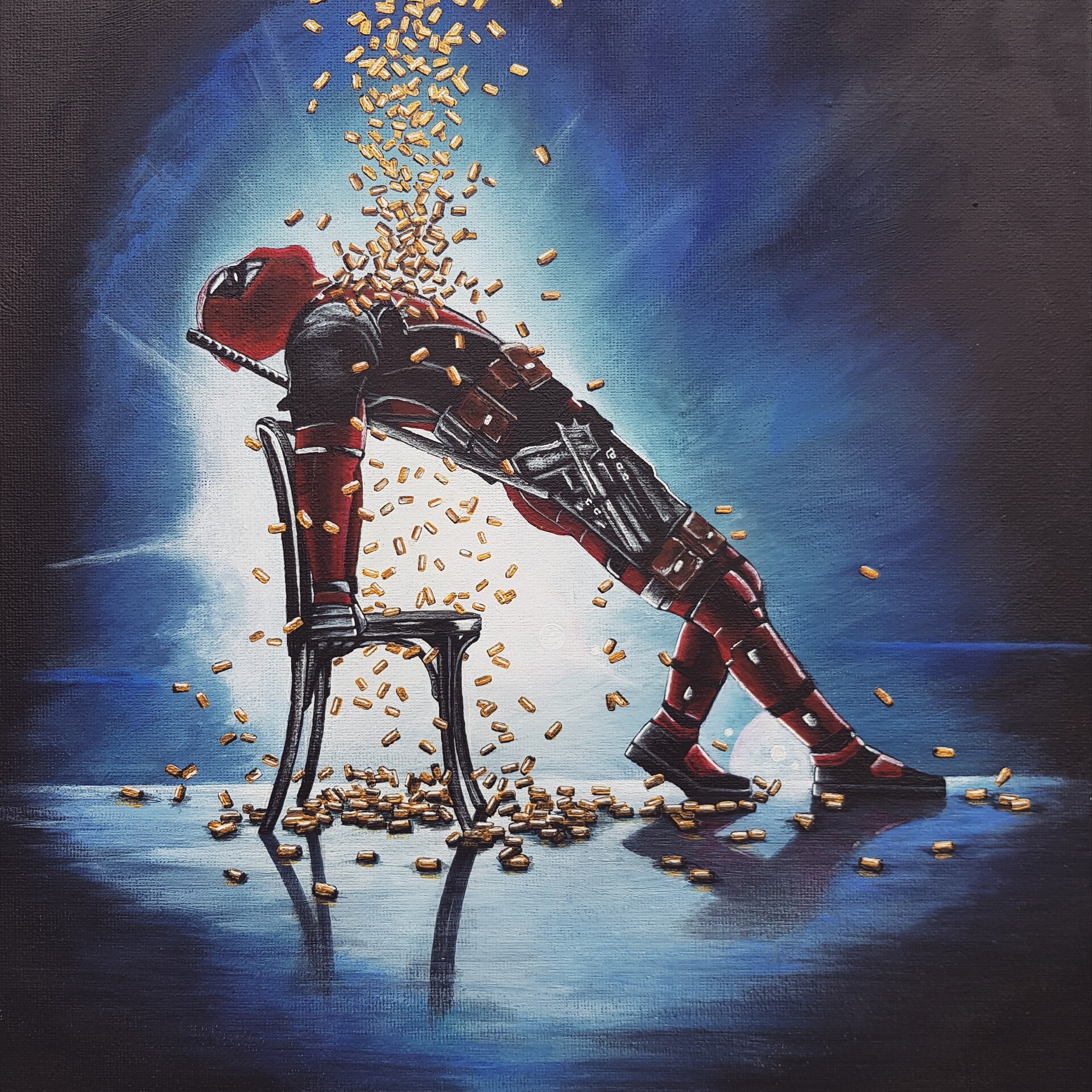 Artstation Deadpool Bullet Shower Acrylic Painting Alex Modro Unique deadpool posters designed and sold by artists. artstation deadpool bullet shower