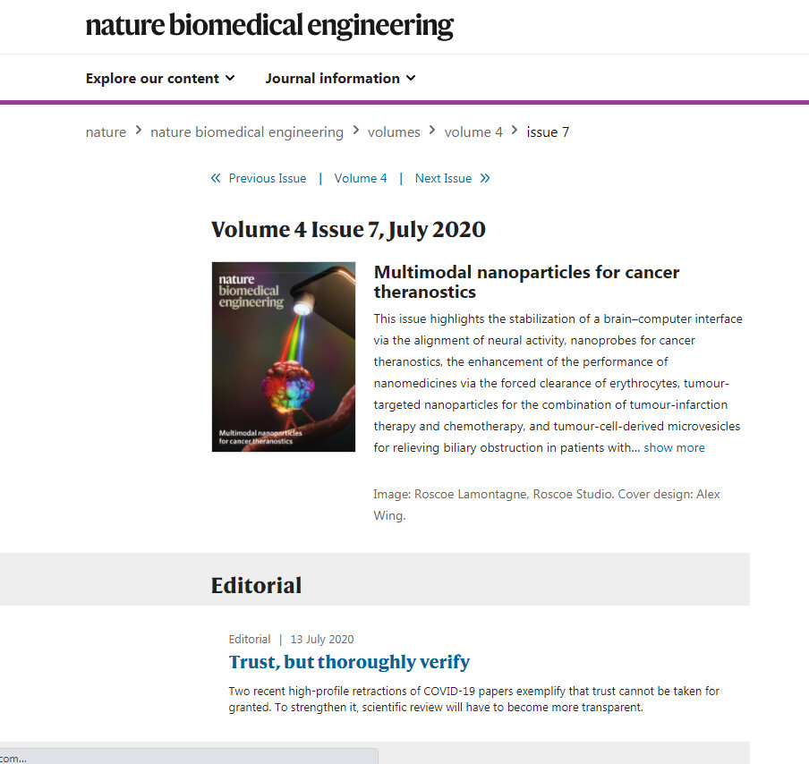 ArtStation - Cover for Nature Biomedical Engineering July 2020, roscoe