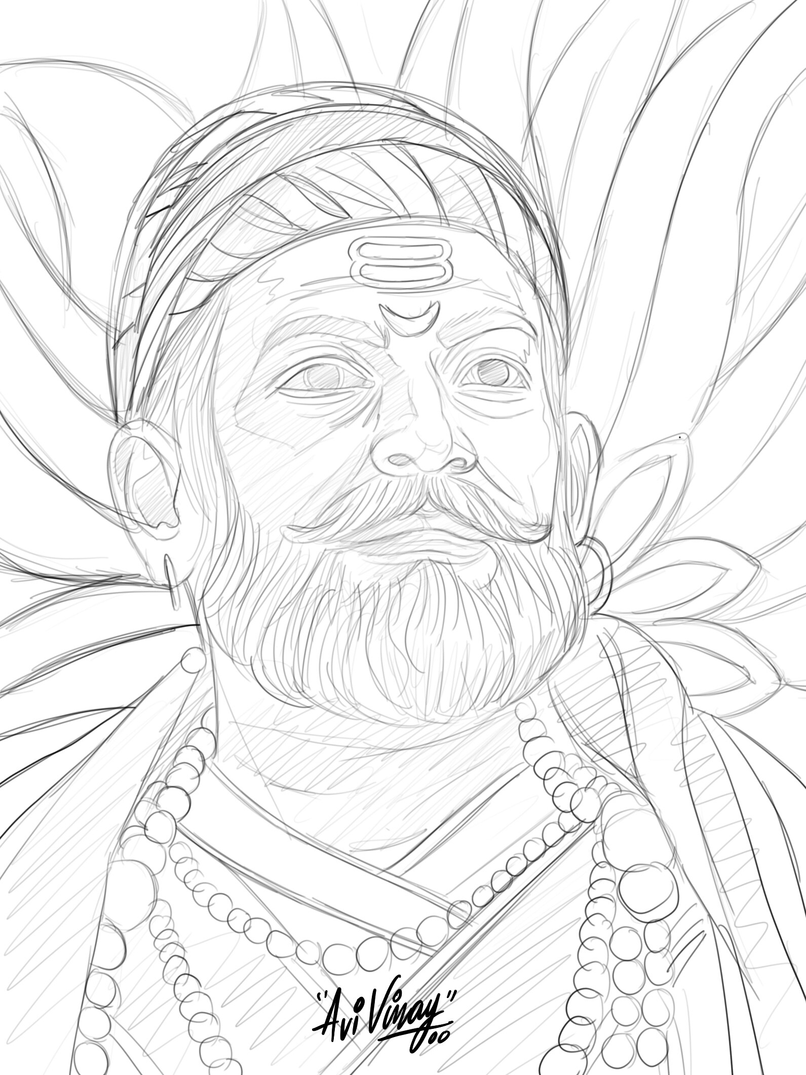 Shivaji Maharaj Portrait Sketch
