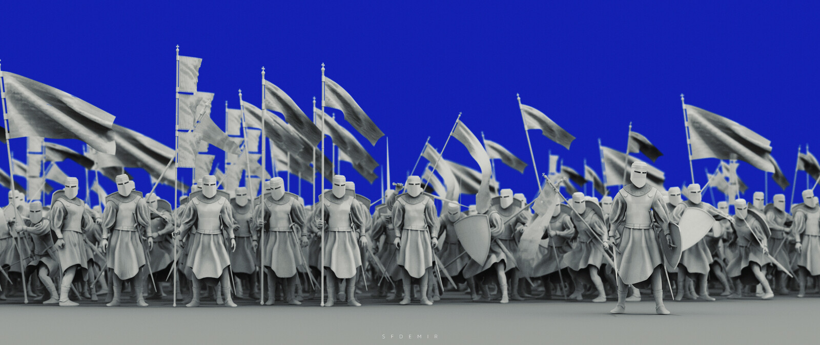 Main Render - Preparing For War - Studio Scene - Clay Render