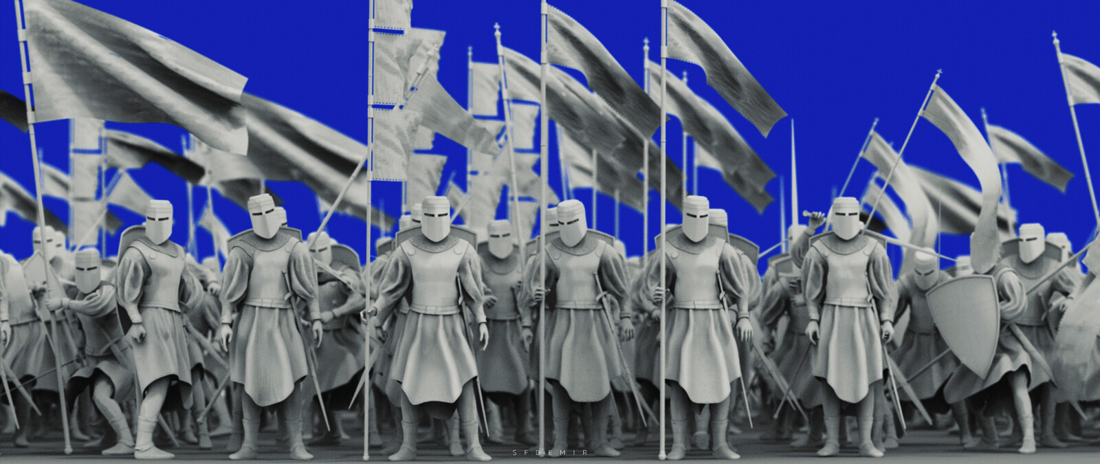 Preparing For War Scene - Shot 04 - Clay Render
