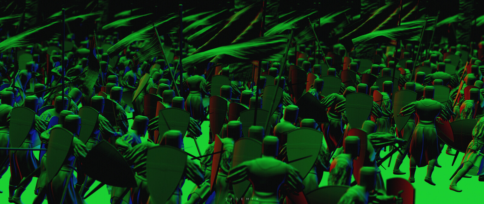 Main Render - Walking Formation - Studio Scene - Normal Mapping