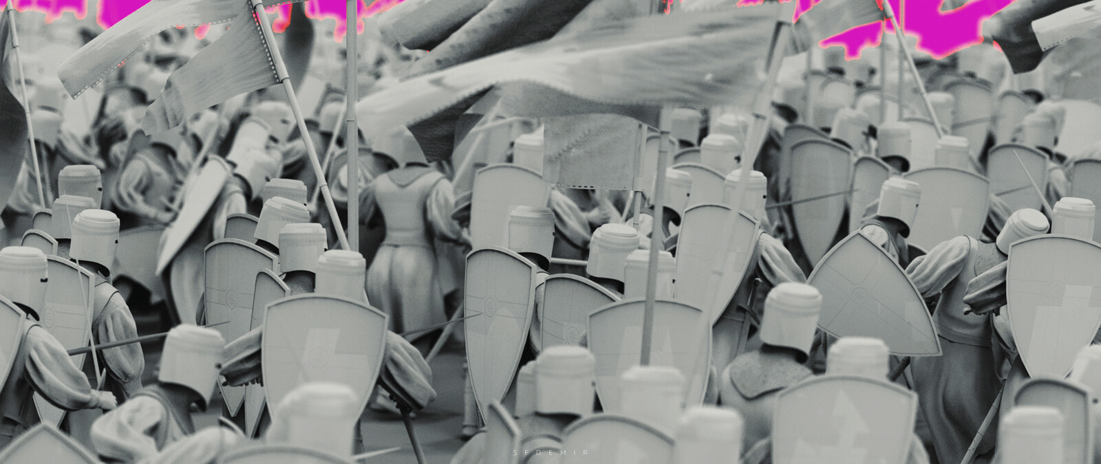 Walking Formation Scene - Shot 01 - Clay Render