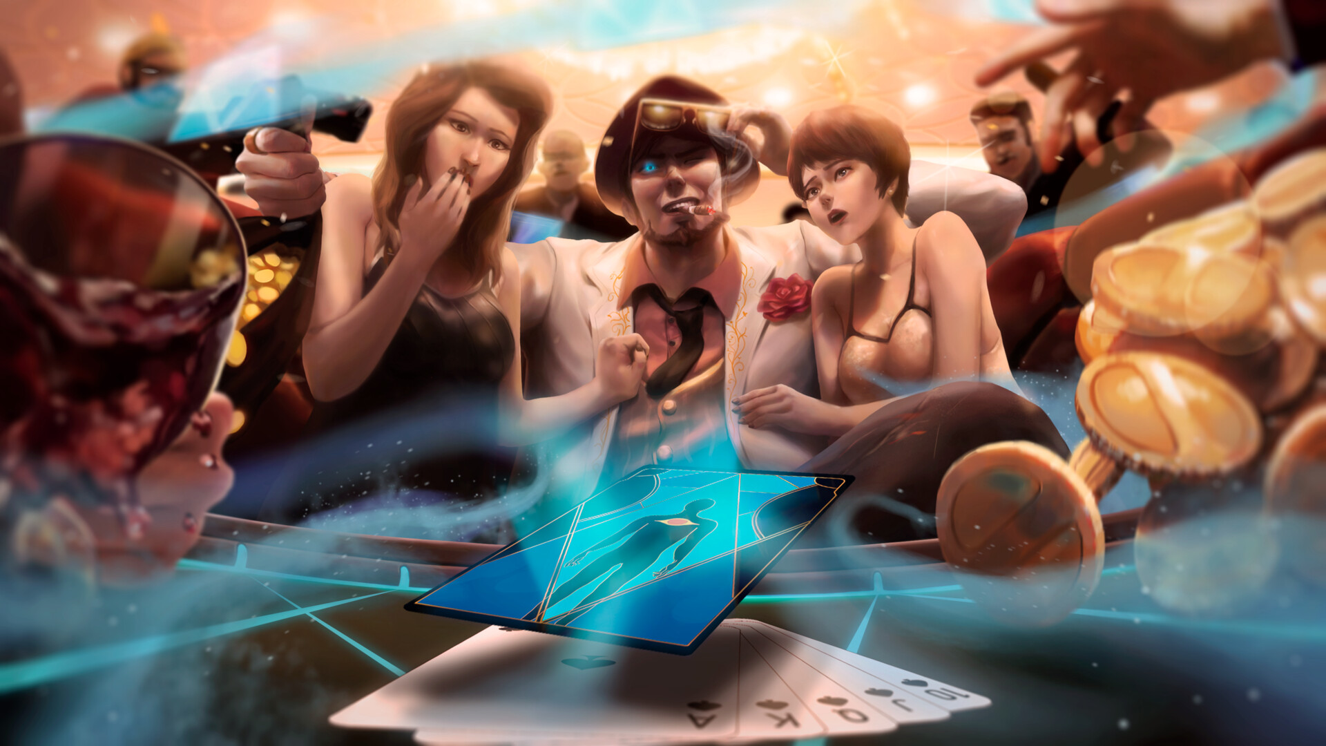 ArtStation - 연미복 트위스티드 페이트 [Debonair Twisted Fate] (팬아트), image size:1920x1080