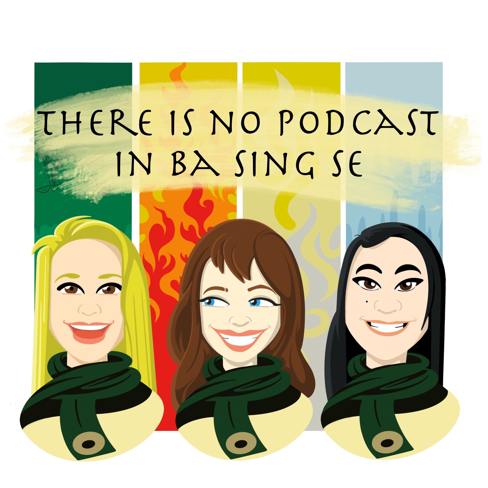 Logo created for podcast series featuring caricatures of the hosts
