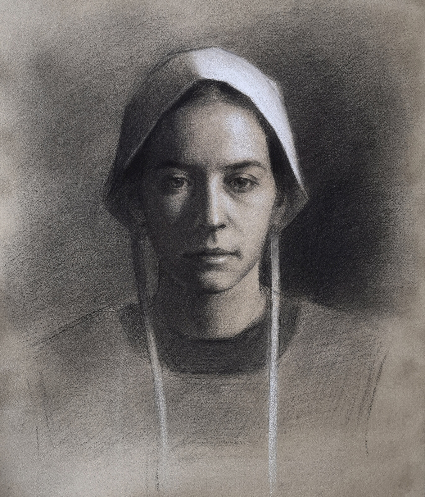 Portrait Drawing- Bonnet,  Charcoal on paper 2019