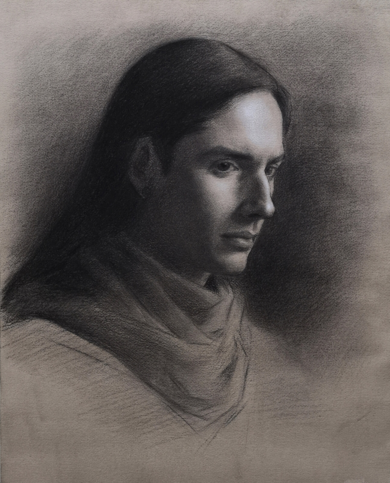 Portrait Drawing- Efren Garza,  Charcoal on paper 2019