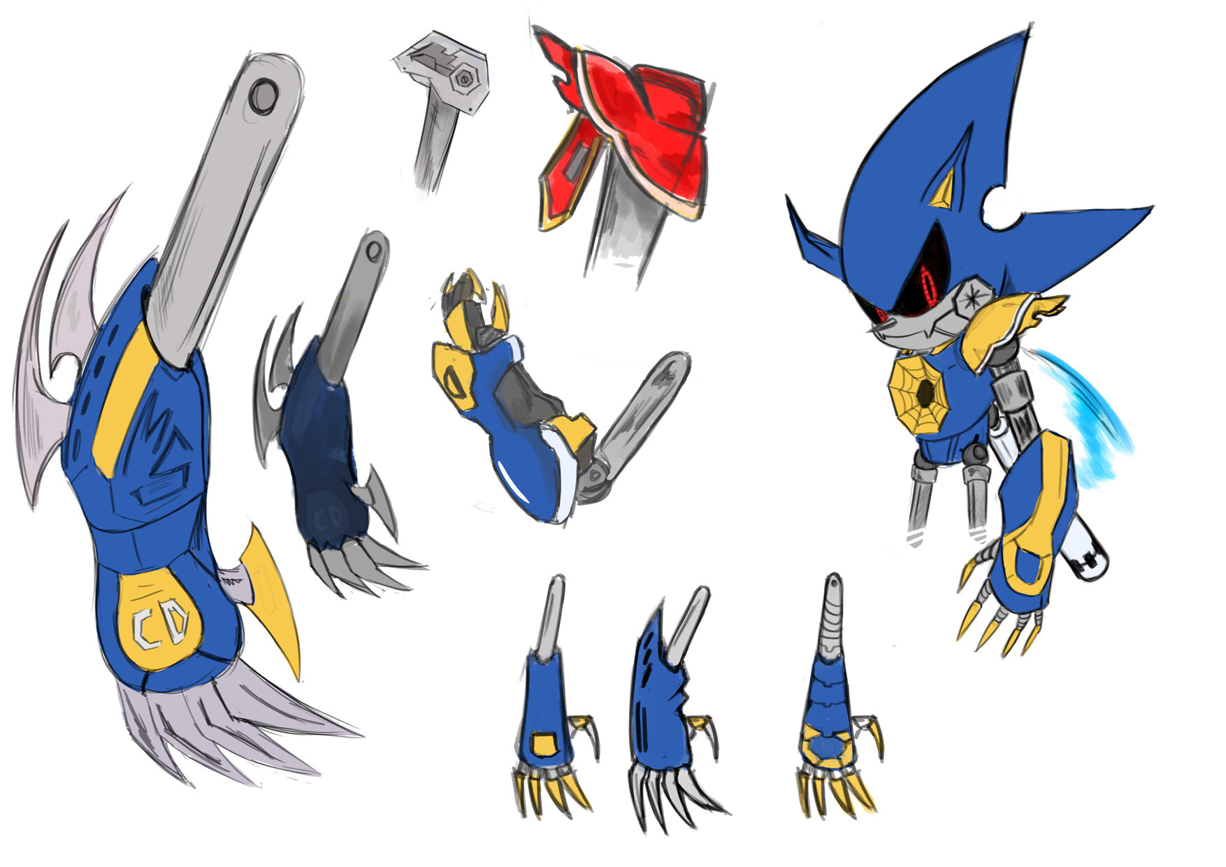Fusion of metal sonic and reala in battle pose