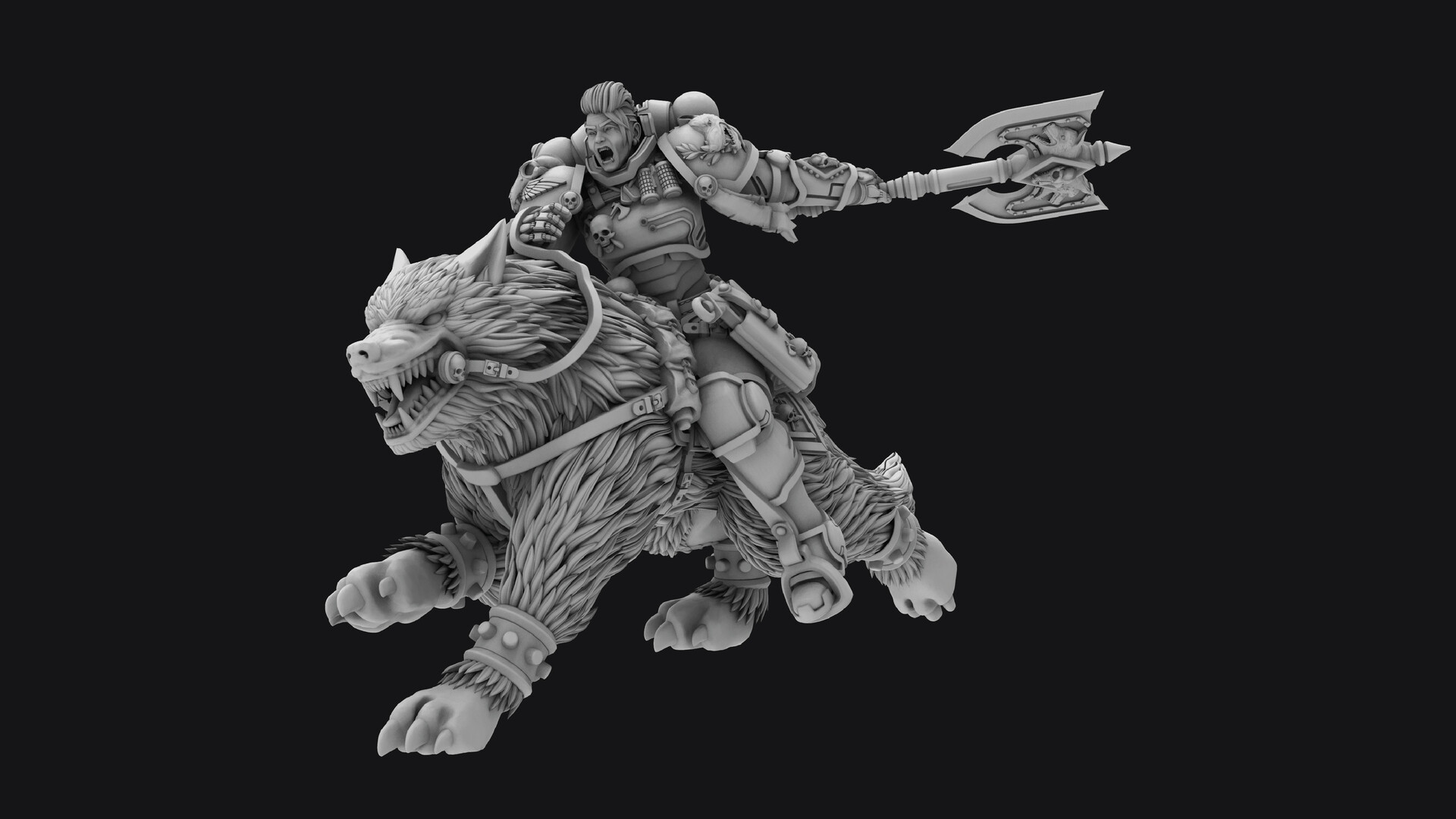 ArtStation - GR033 • Female Wolf Rider Marine • Warhammer 40k