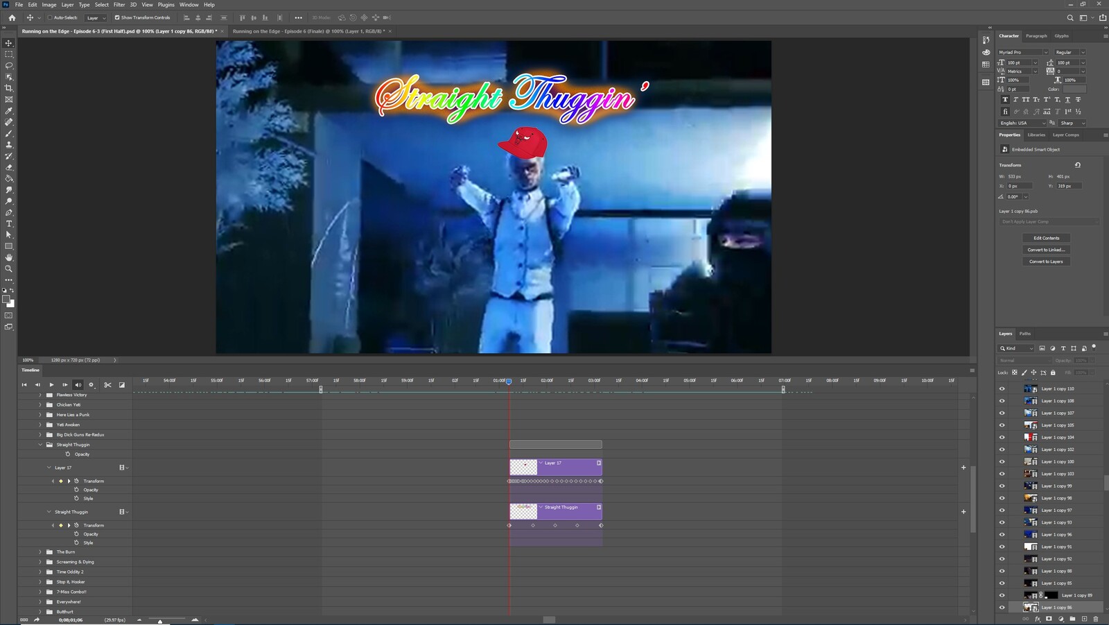 The "Straight Thuggin'" visual effect within Photoshop video editor