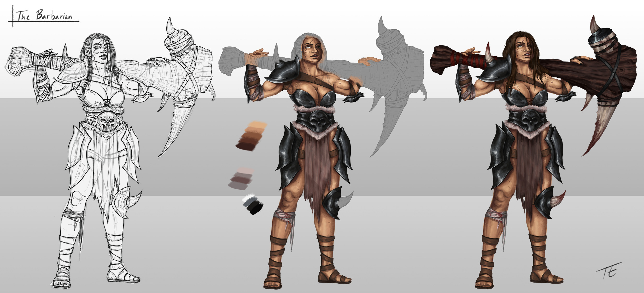 Sketch to painting process breakdown. 