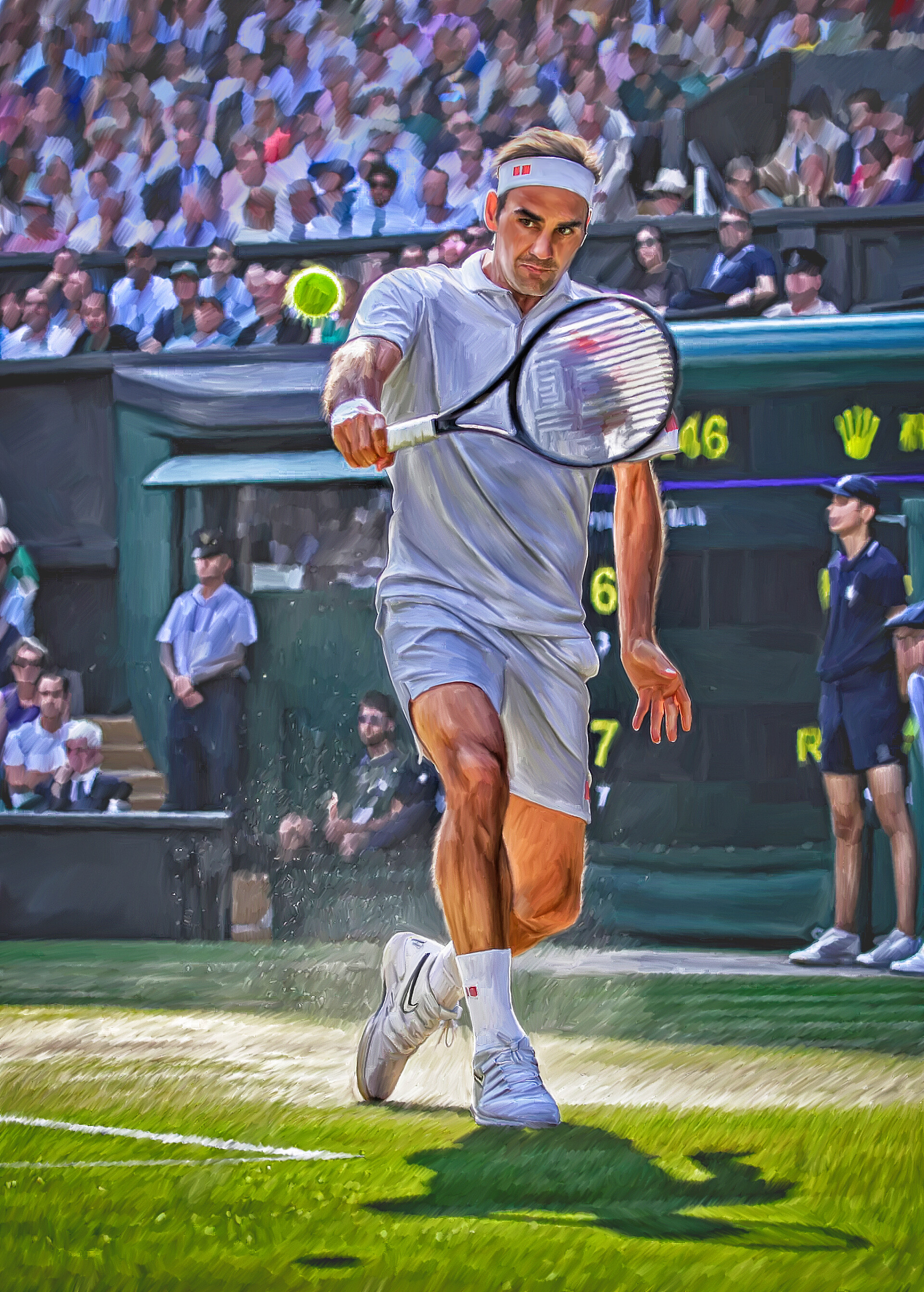 Speel Inwoner Jonge dame ArtStation - Roger Federer at Wimbledon 2019. Digital artwork poster.