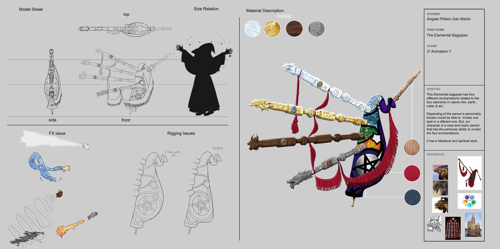 Ángela Piñeiro Hero prop design THE ELEMENTAL BAGPIPES