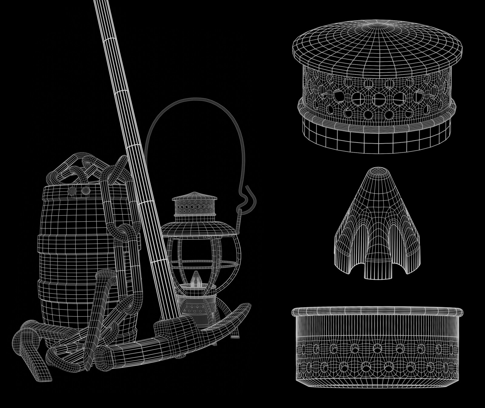 Full wireframe and lantern topology detail