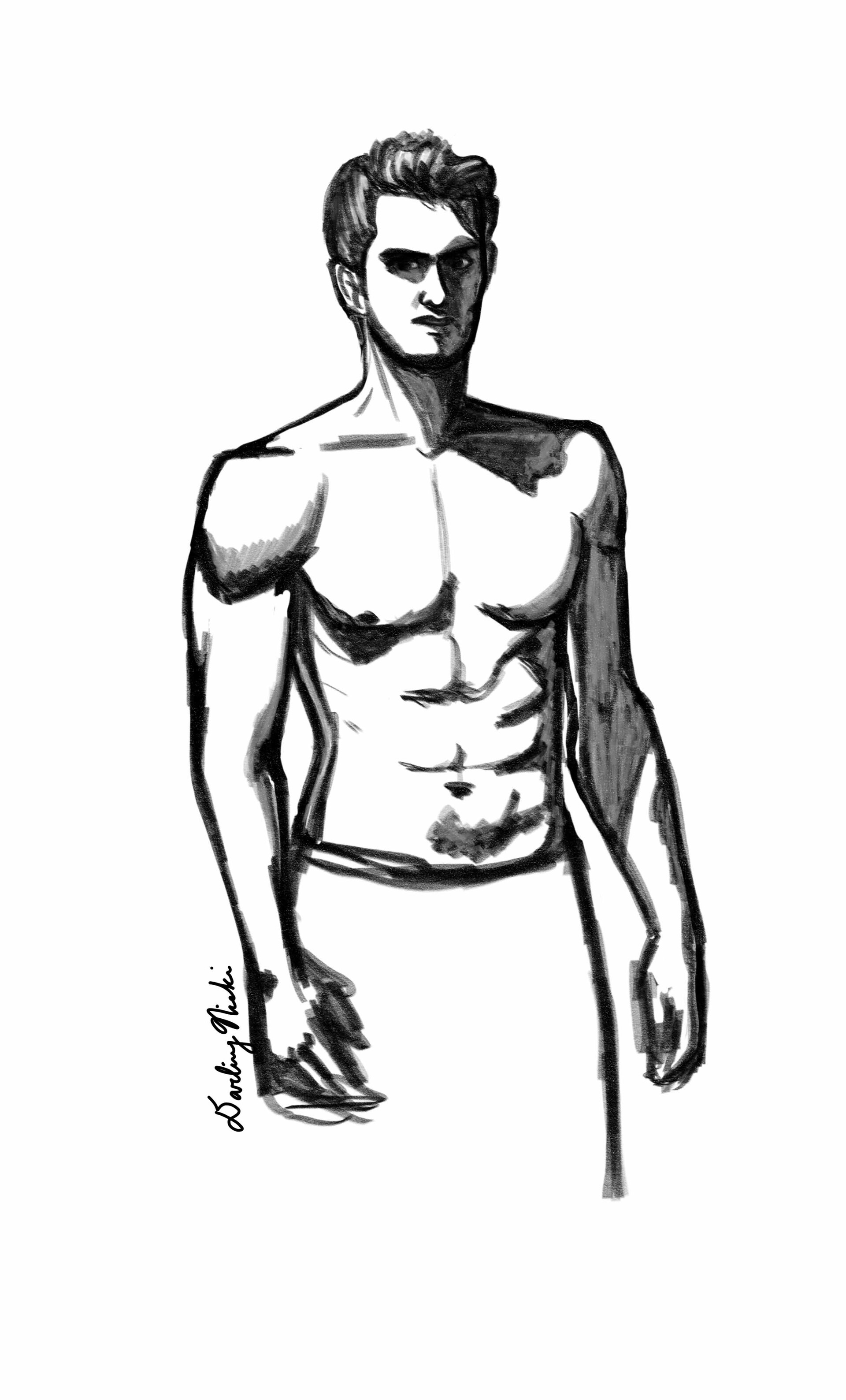 Download 298 Kj / 71 Calories / - Body Sketch Drawing Male - Full Size PNG  Image - PNGkit