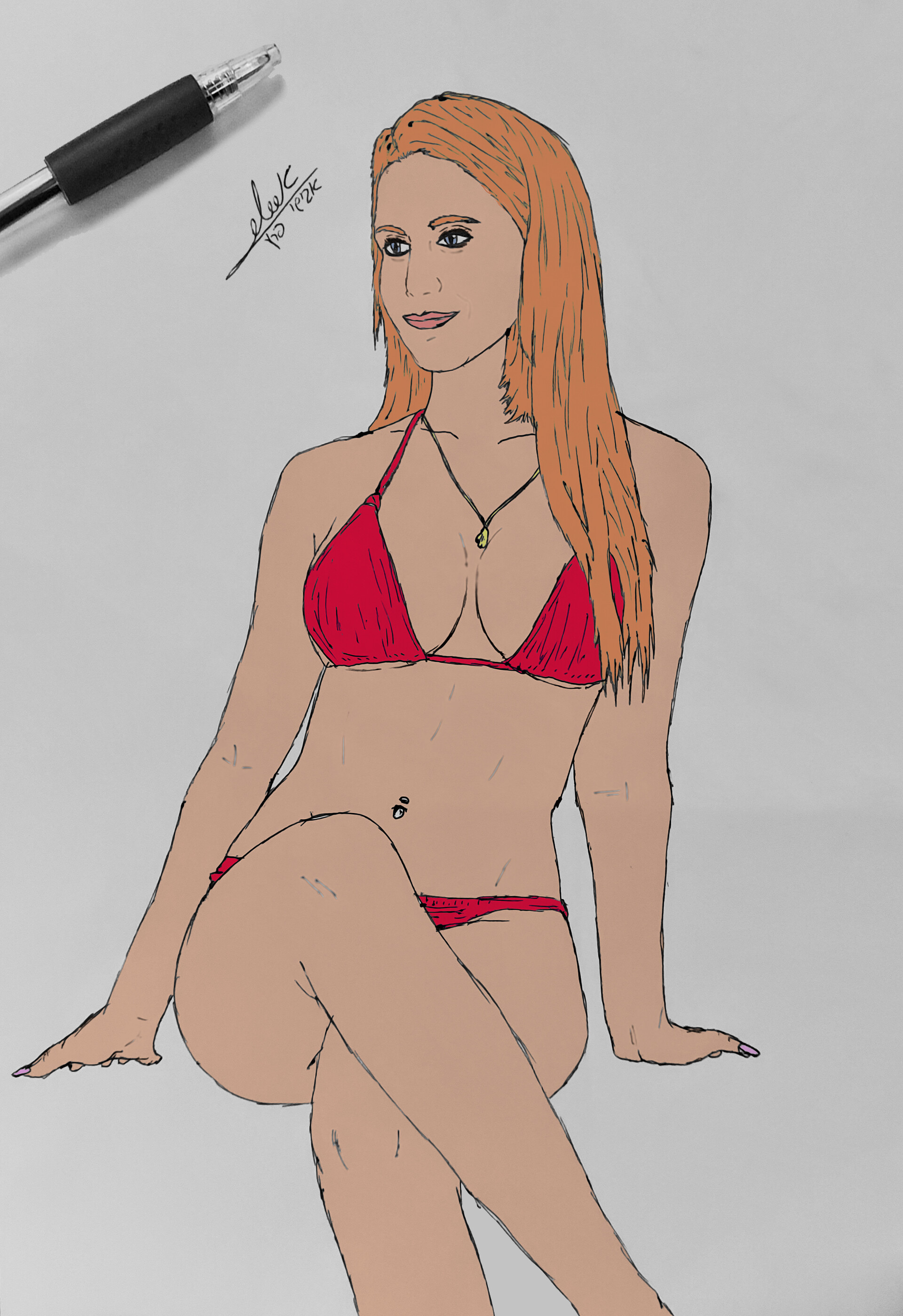 midt i intetsteds Layouten Uheldig ArtStation - Red Bikini Girl (Original)