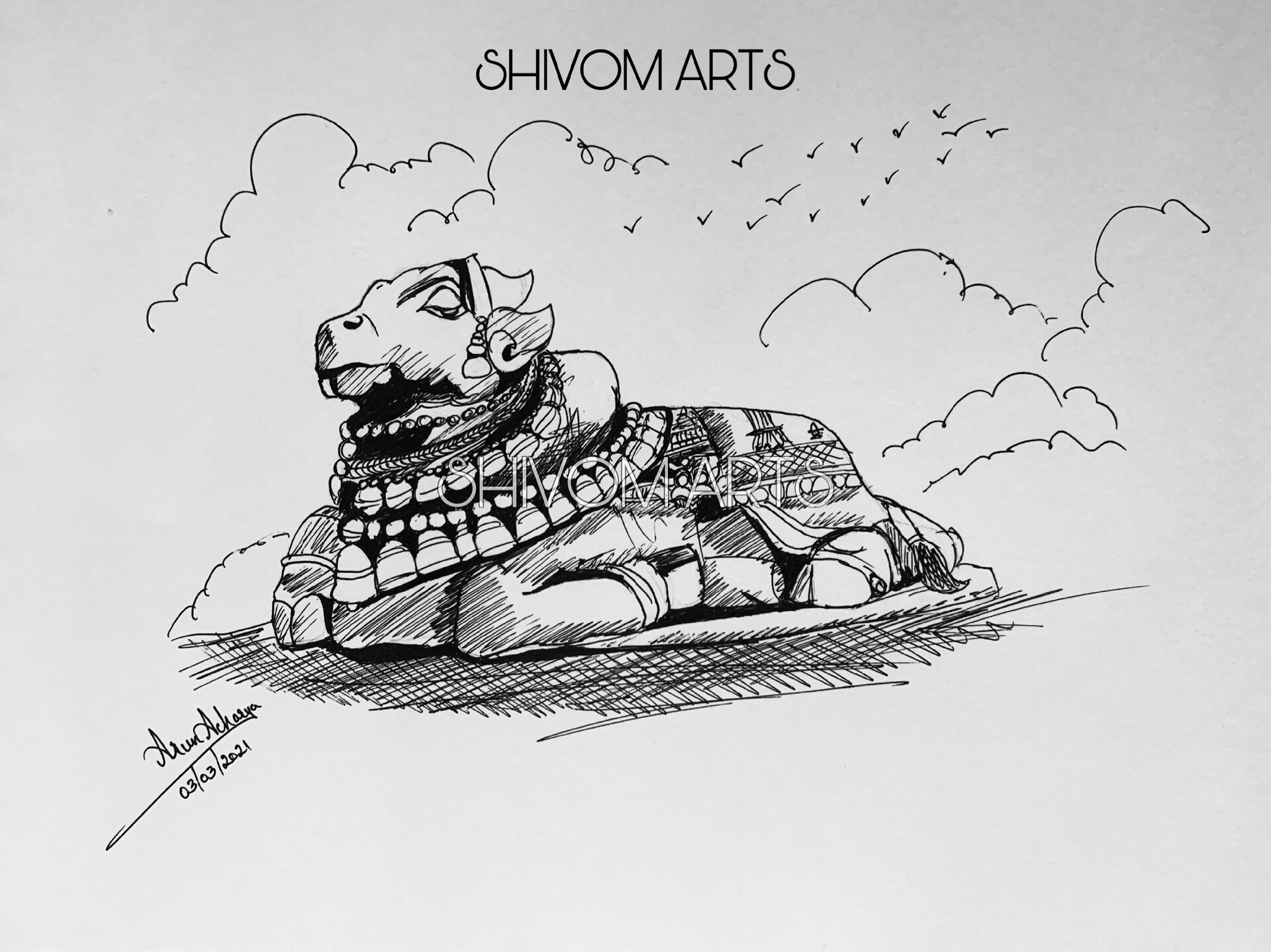 Shivom Arts Lepakshi Nandi