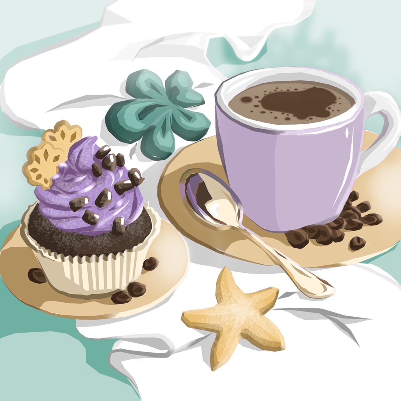Кофе и кекс рисунок