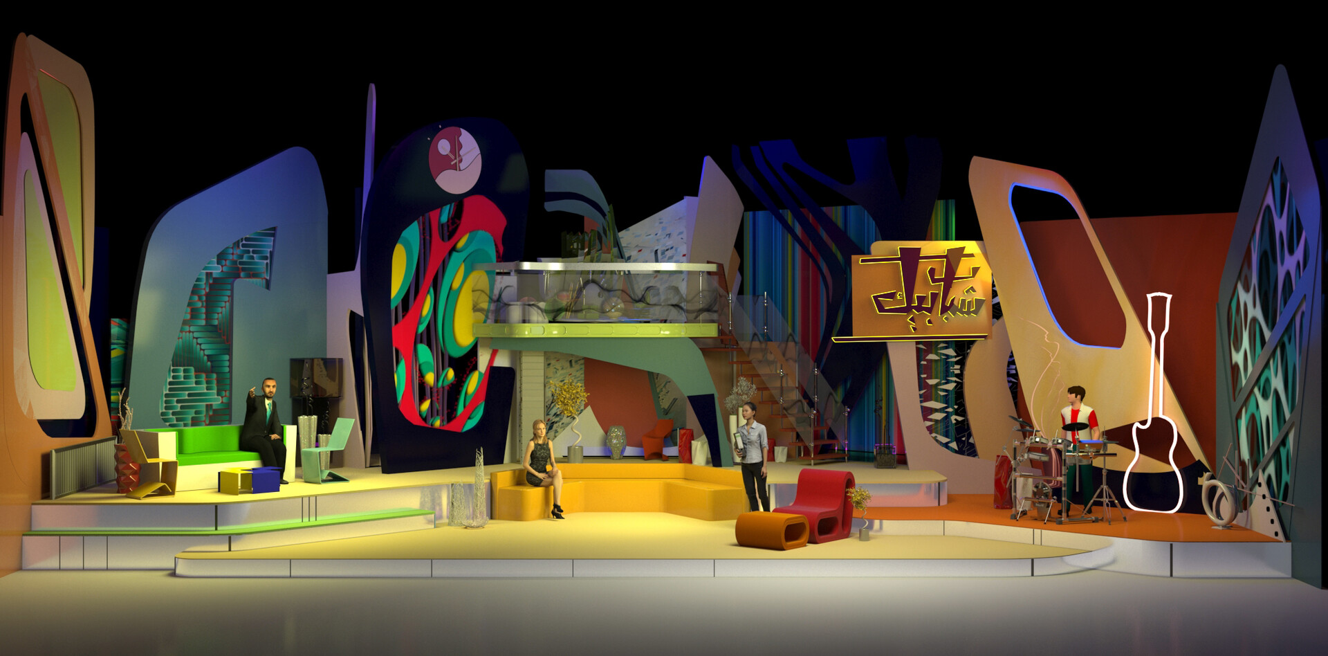 ArtStation - Tv studio set design for شباب بيك, image size:1920x948