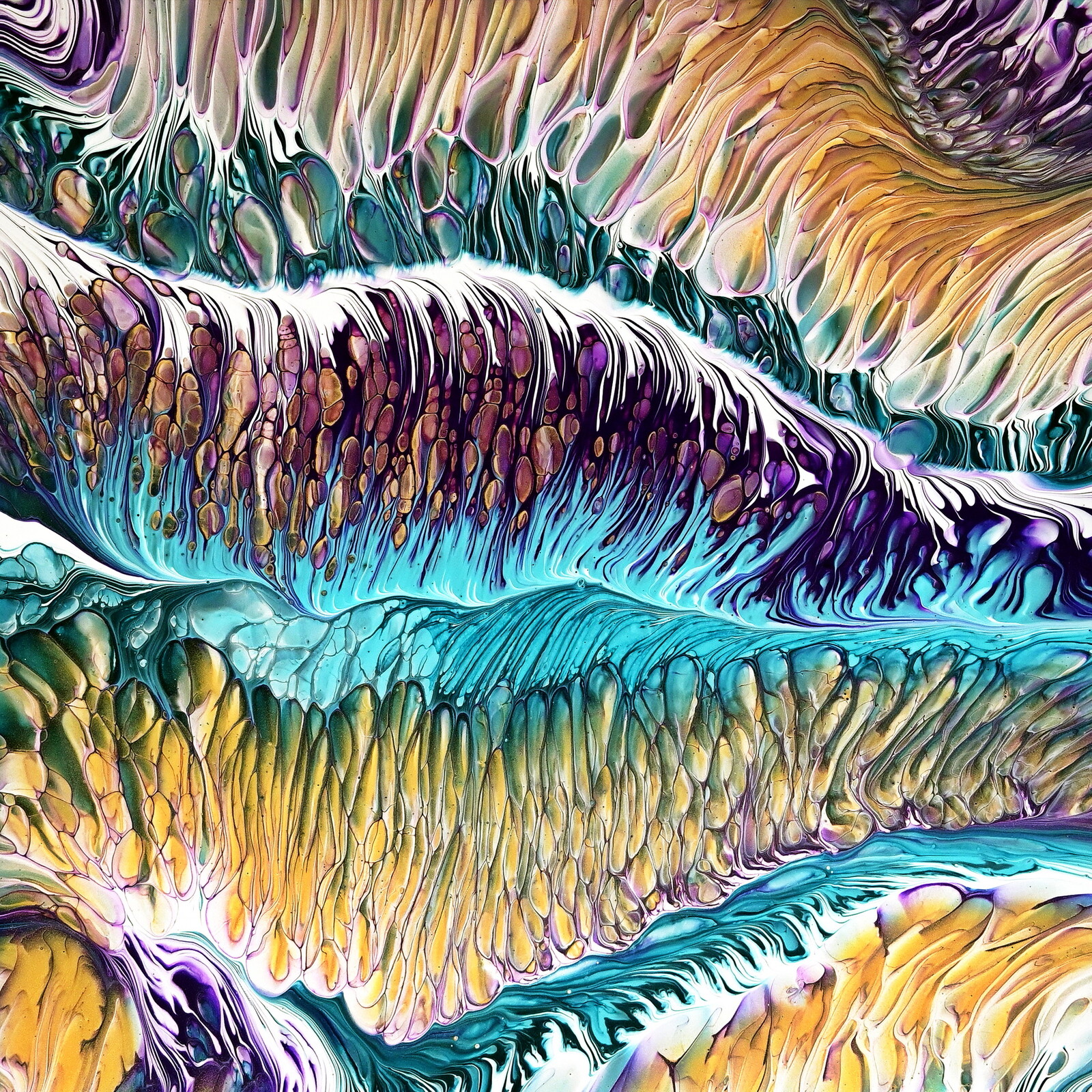 Fiona Art RIBBON acrylic pour painting with SPLIT CUP