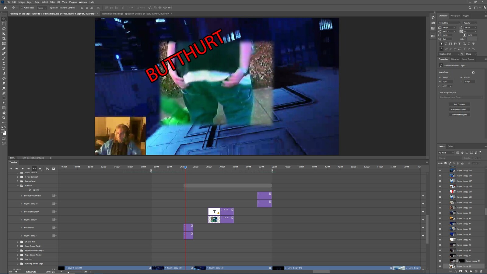 The "Butt Devastated" visual effect within Photoshop video editor