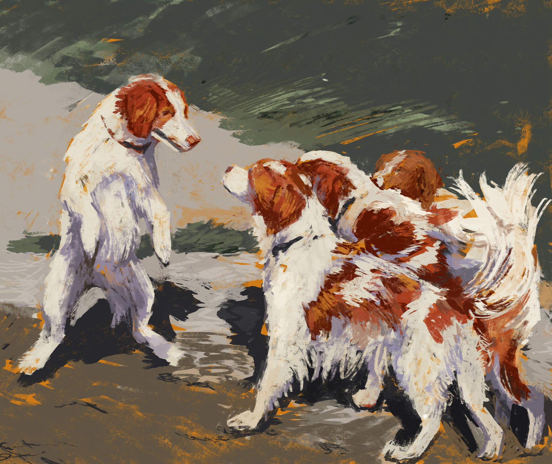 Brittany spaniel hot sale painting
