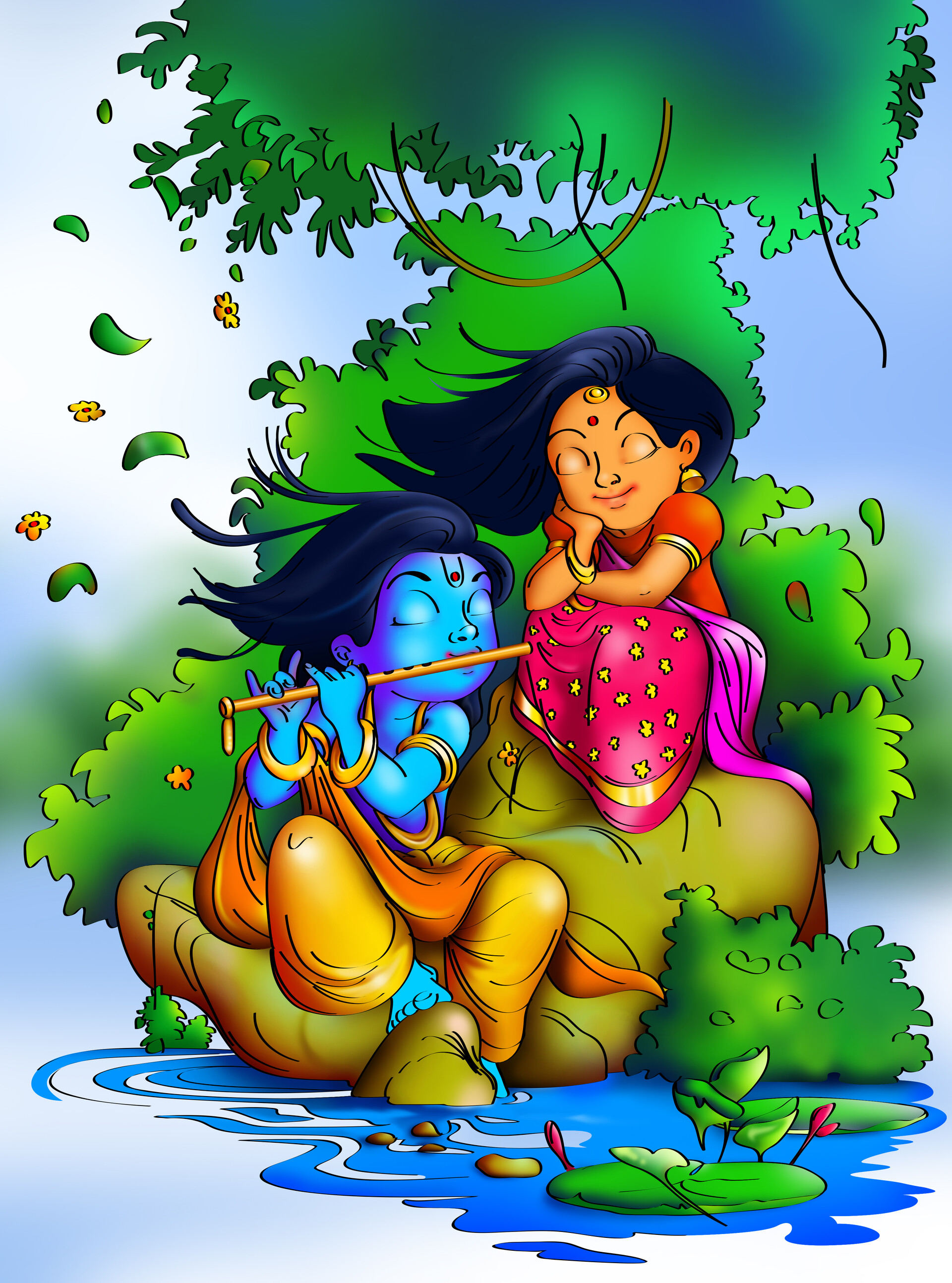 ArtStation - Krishna and Radha Illustration