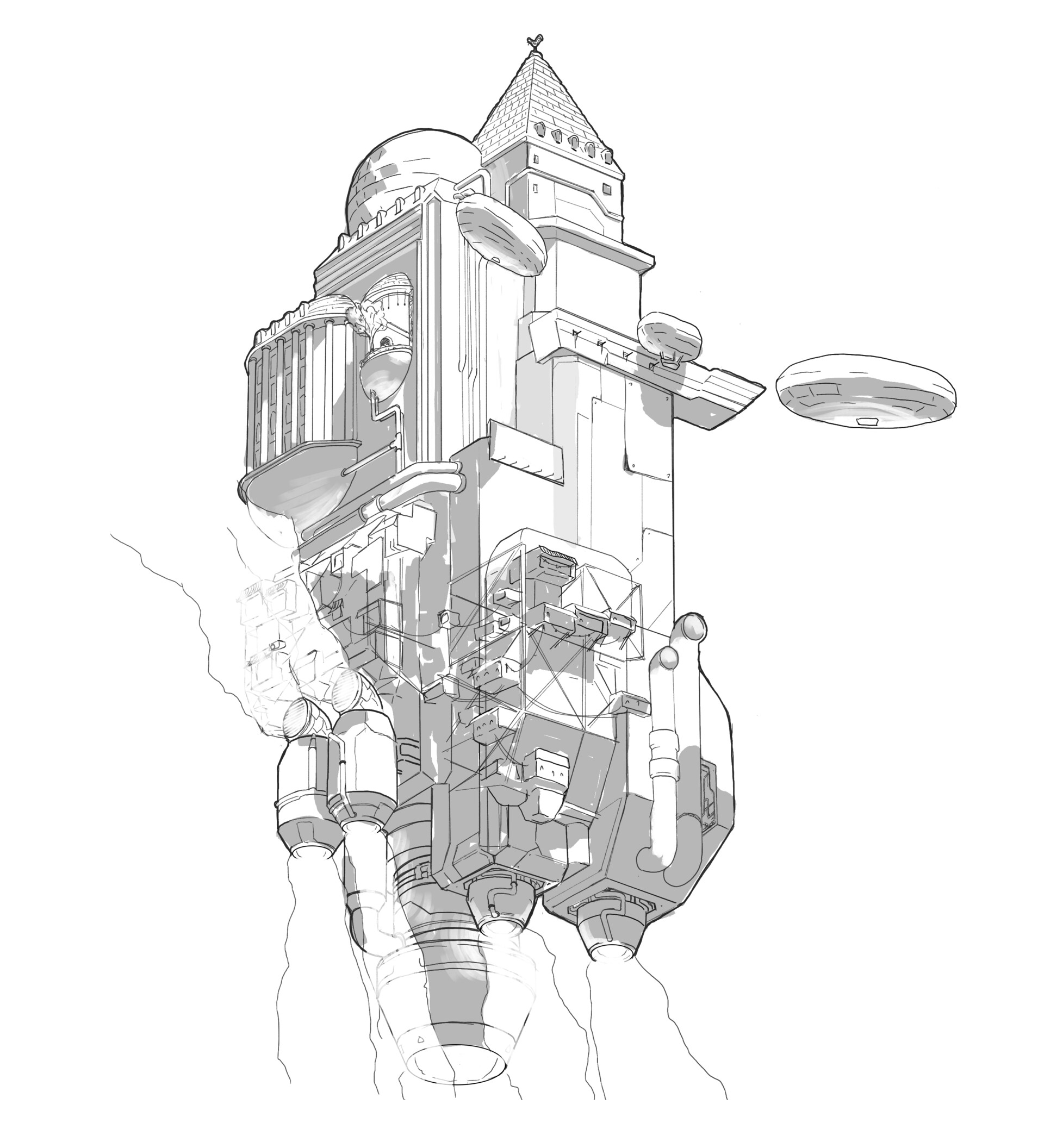 ArtStation - Floating city draft (concept art practice）