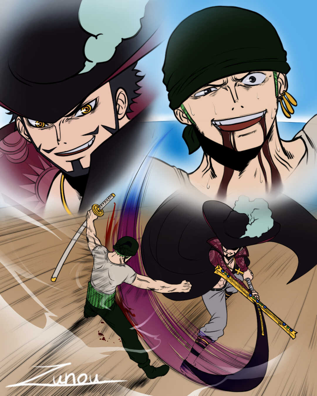 Zoro Vs Mihawk Manga