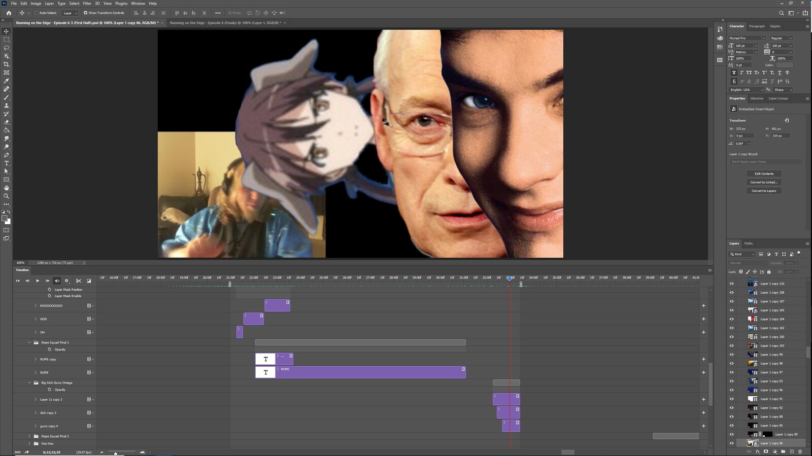 The "Dig Bick Guns REDUX" visual effect within Photoshop video editor