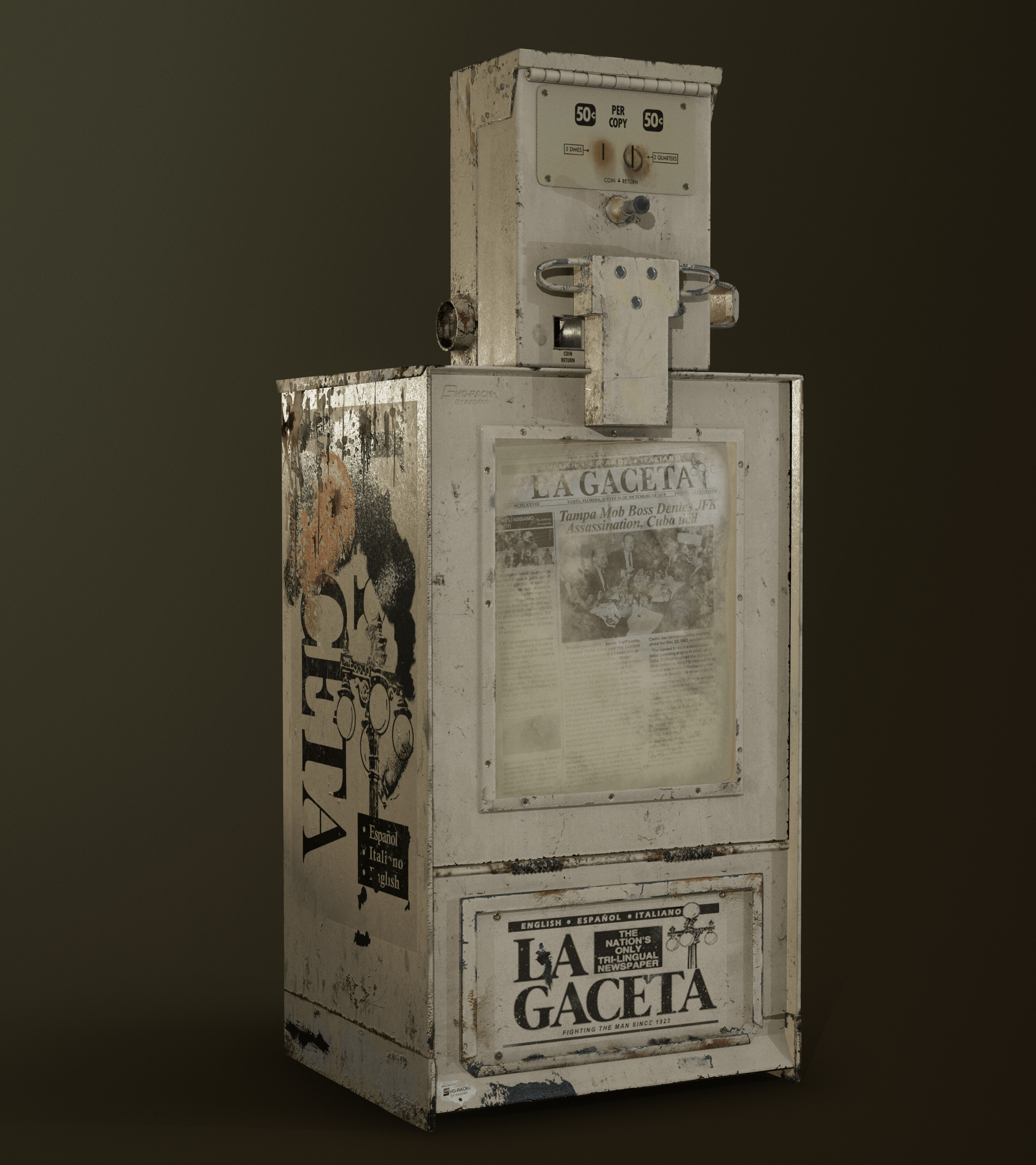 old newspaper machine prop charlie