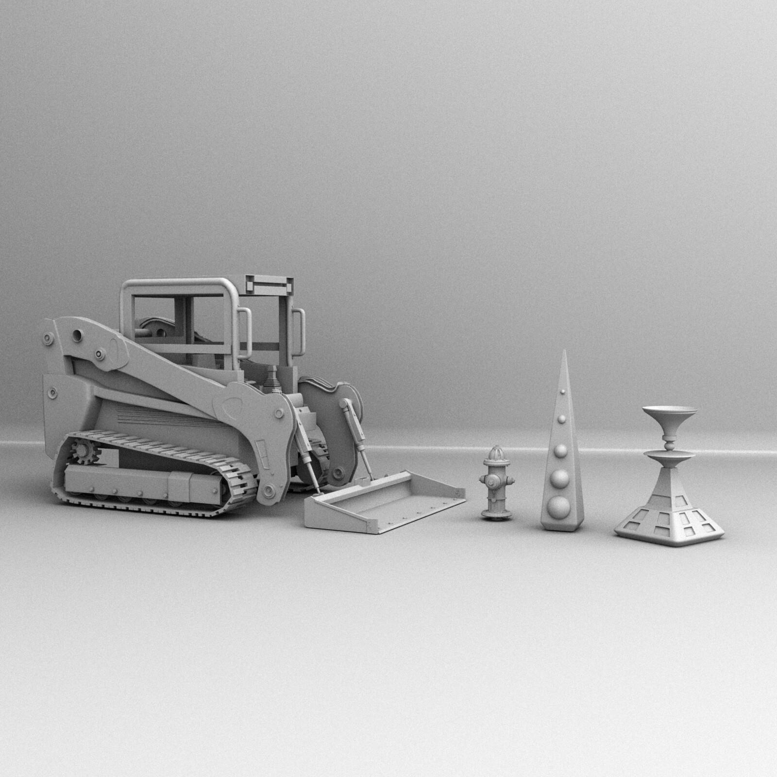 Group of prop models in Maya 
