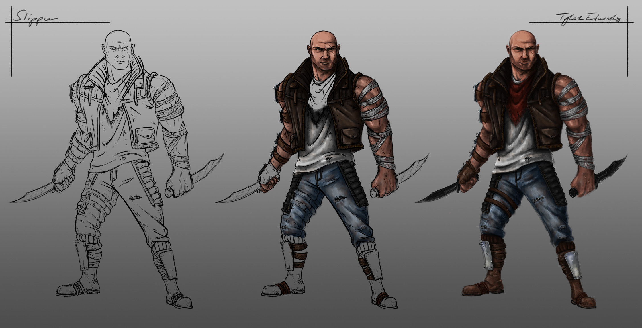 Process from final sketch to final painting. 