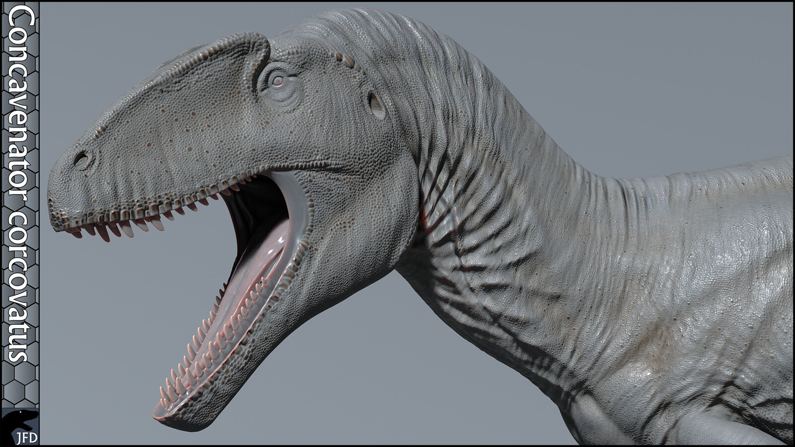 Concavenator corcovatus head normal and displacement map render.