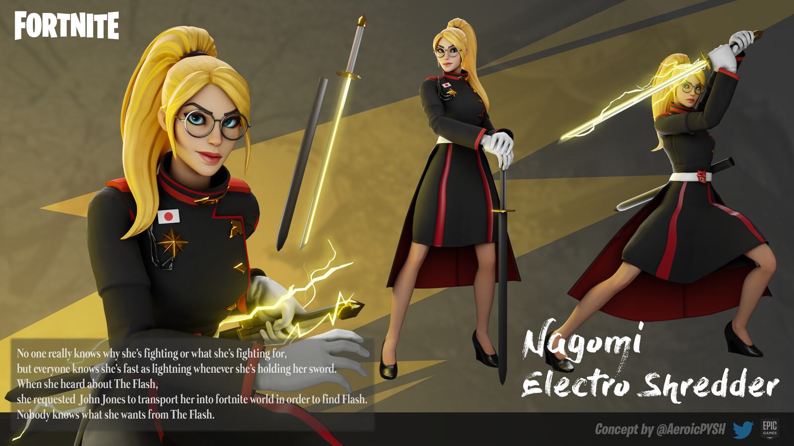 Aaron Ng - Nagomi The Electro Shredder (Fortnite Skin Concept)