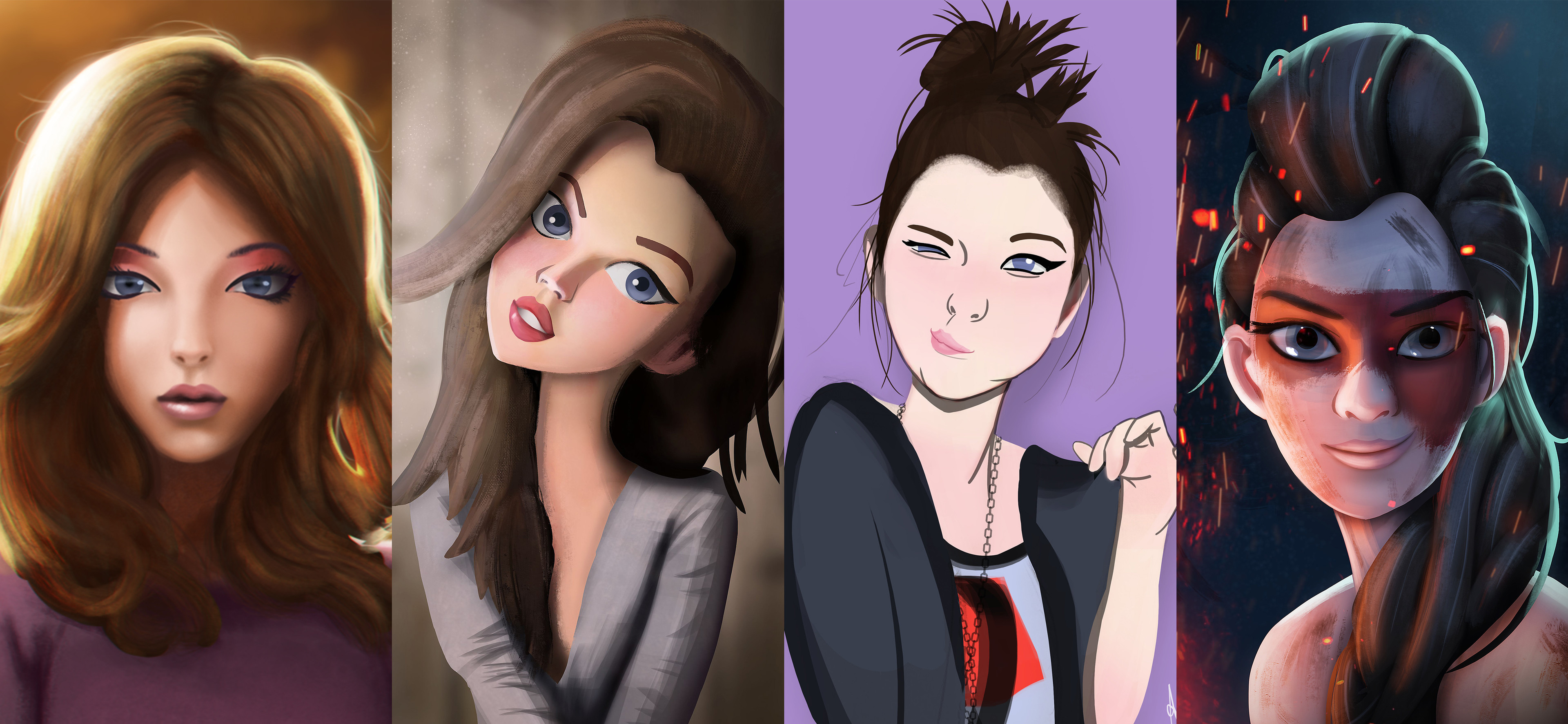 I knew I wanted to create stylizations, so that was my next focus. But with little foundations to pull from, they were a bit all over the place.