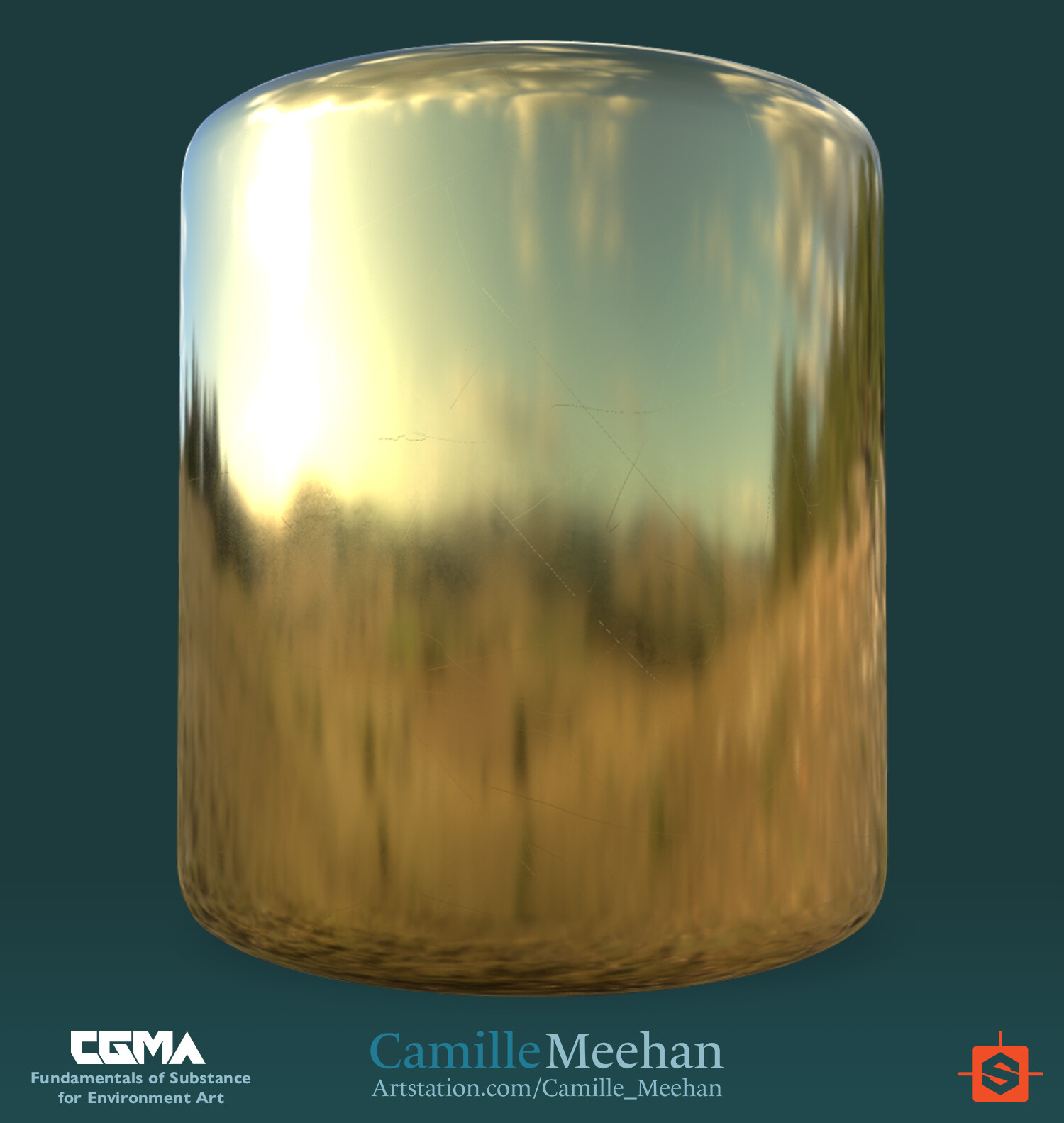 This is a polished brass material and it may need adjustments. It uses the PBR value range that I found but when rendered it looks very gold so I may need to so some adjusting once I get it into Unreal. I do like a bright brass though.