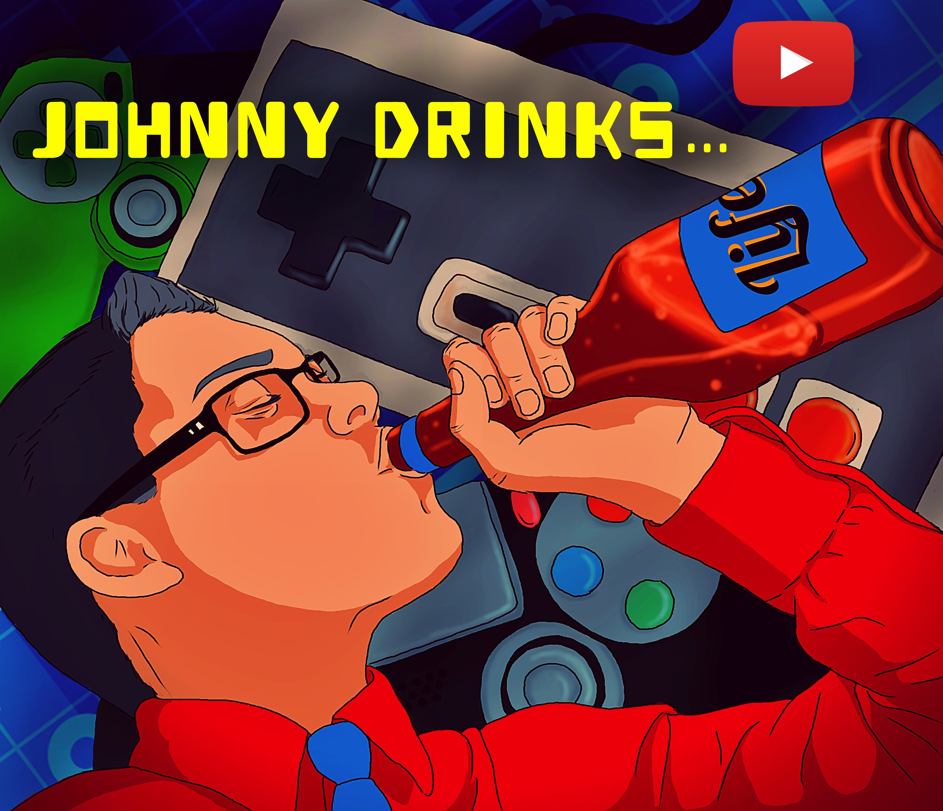 Digital illustration of my friend Johnny, made for his Youtube channel.