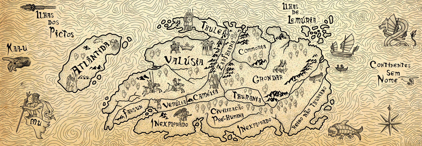 Mapa baseado na versão de Lin Carter | Map based on Lin Carter's version