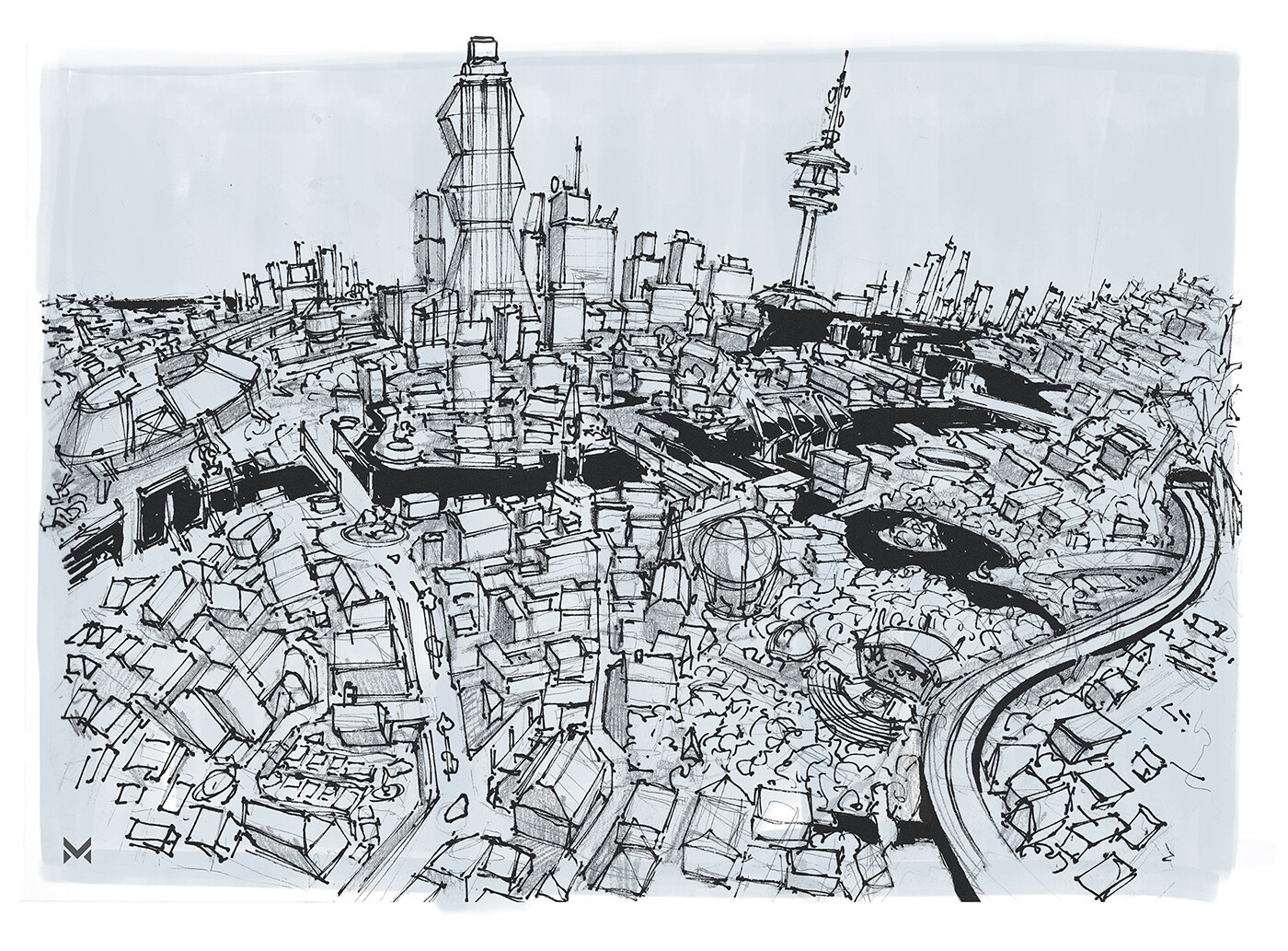 Cityscape composition draft