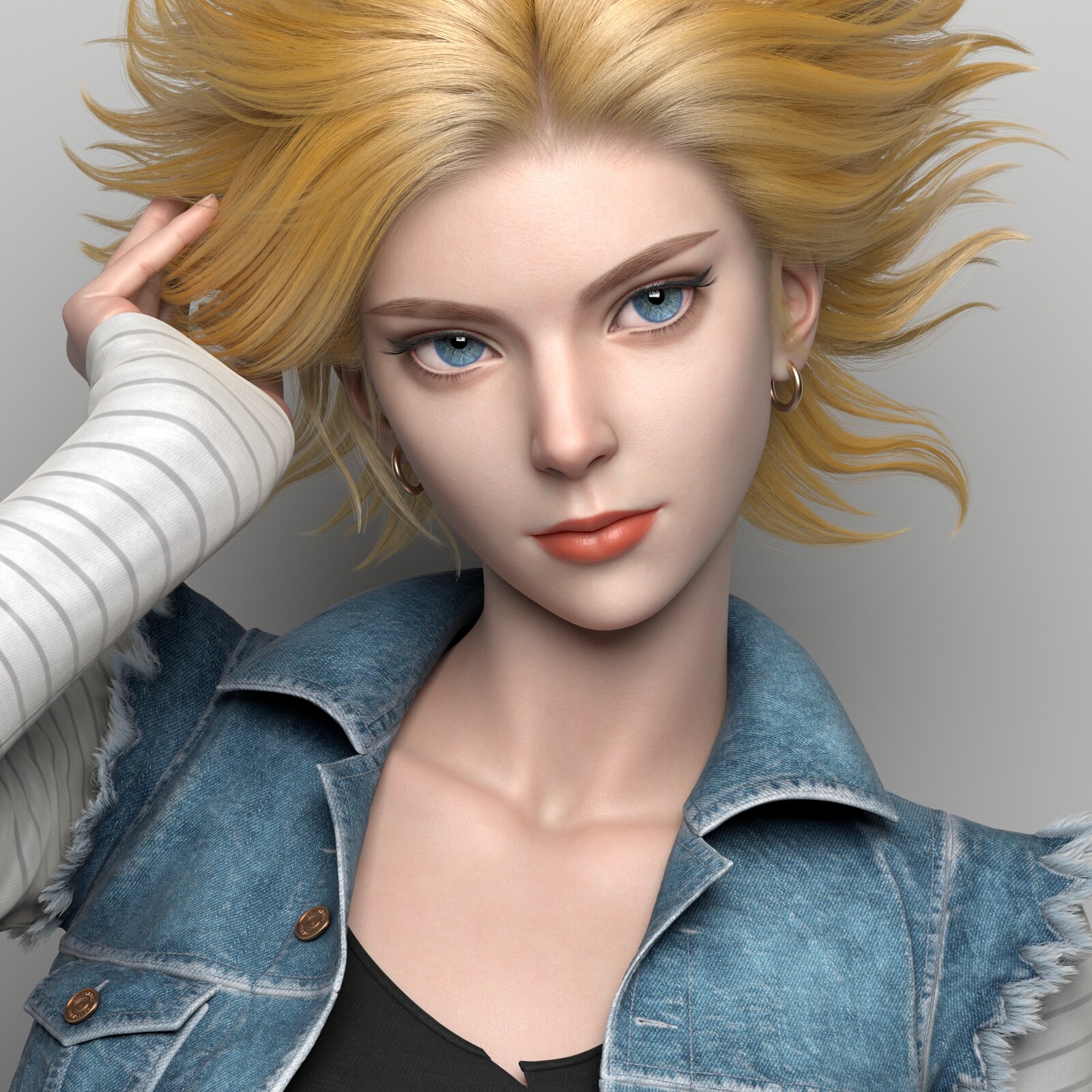  Dragon Ball Z No. 18 android cosplay fanart 3d