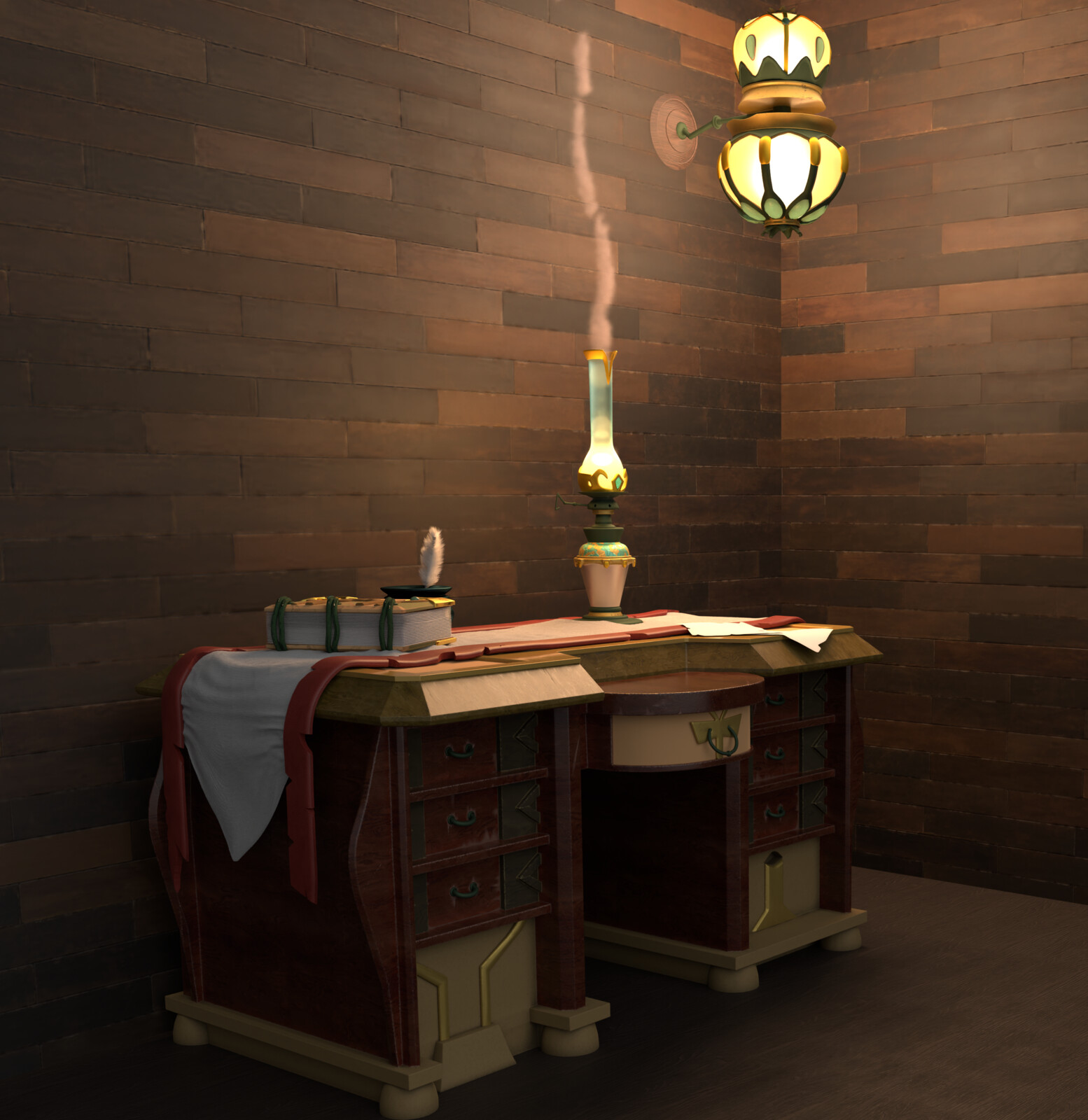 Overview of the desk and all items