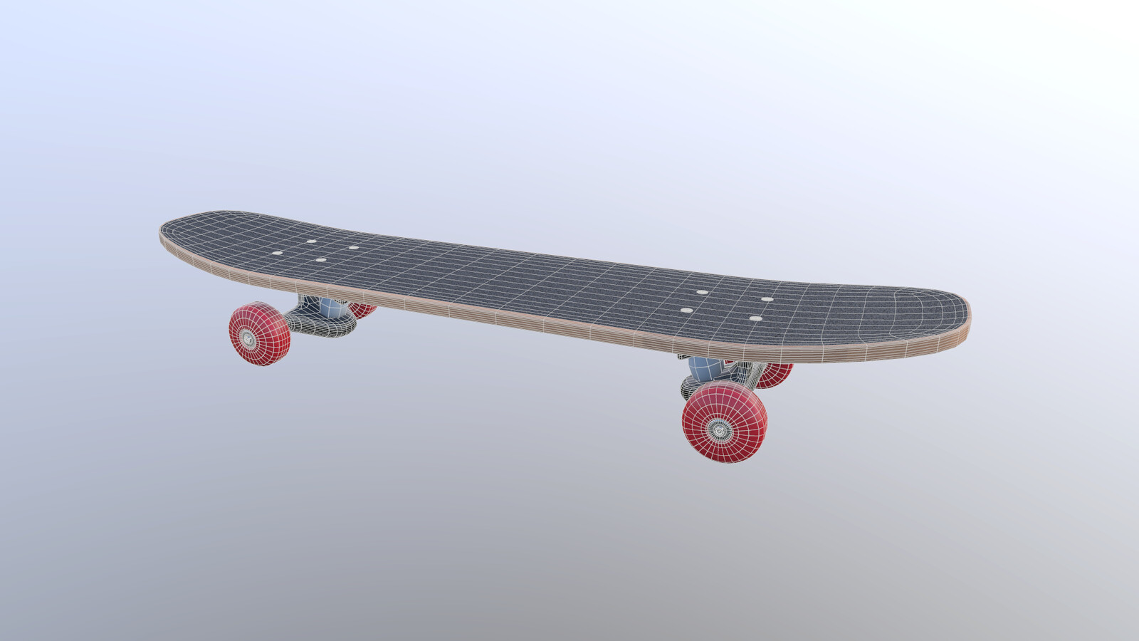 Wooden Skateboard wireframe 1