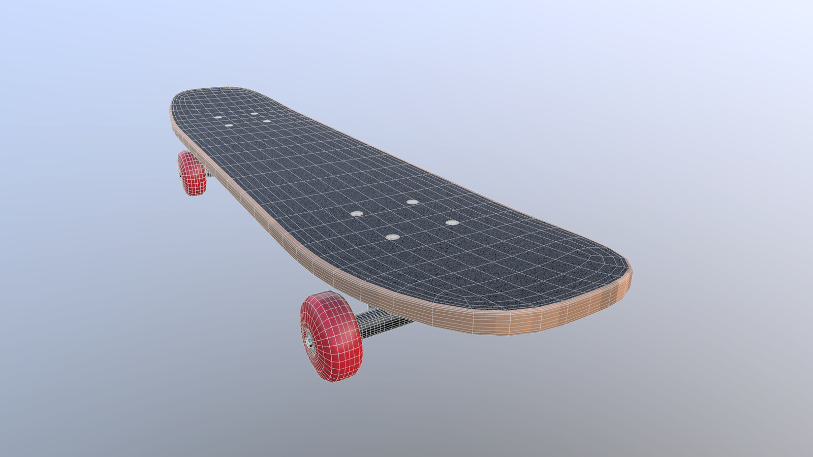 Wooden Skateboard wireframe 4