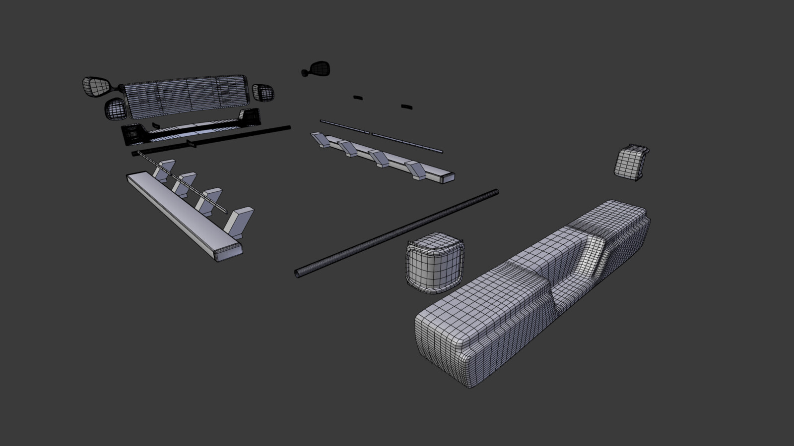Heavy Duty Truck wireframe 7 (parts)